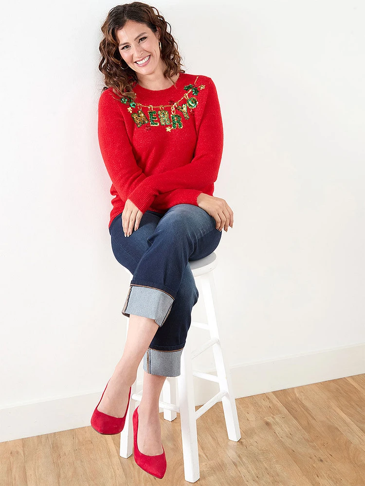 Holiday Sequin Pullover Sweater