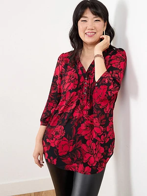 Pullover V-Neck Tunic Blouse