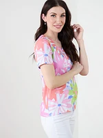 Retro Floral V-Neck Top by GG Collection