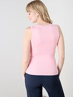 Stretch Cotton Hi-Neck Tank Top