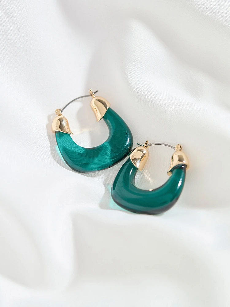 Square Lucite Hoop Earrings