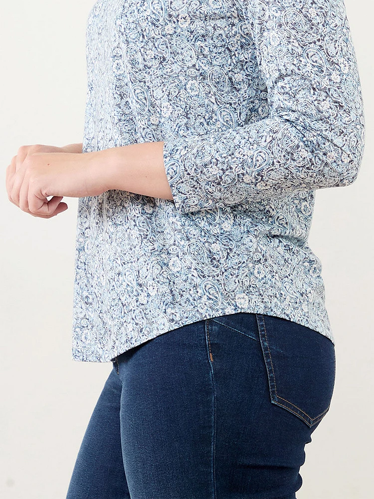 Long Sleeve Relaxed Fit Burnout Top