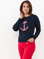 Petite Nautical Crew Neck Pullover