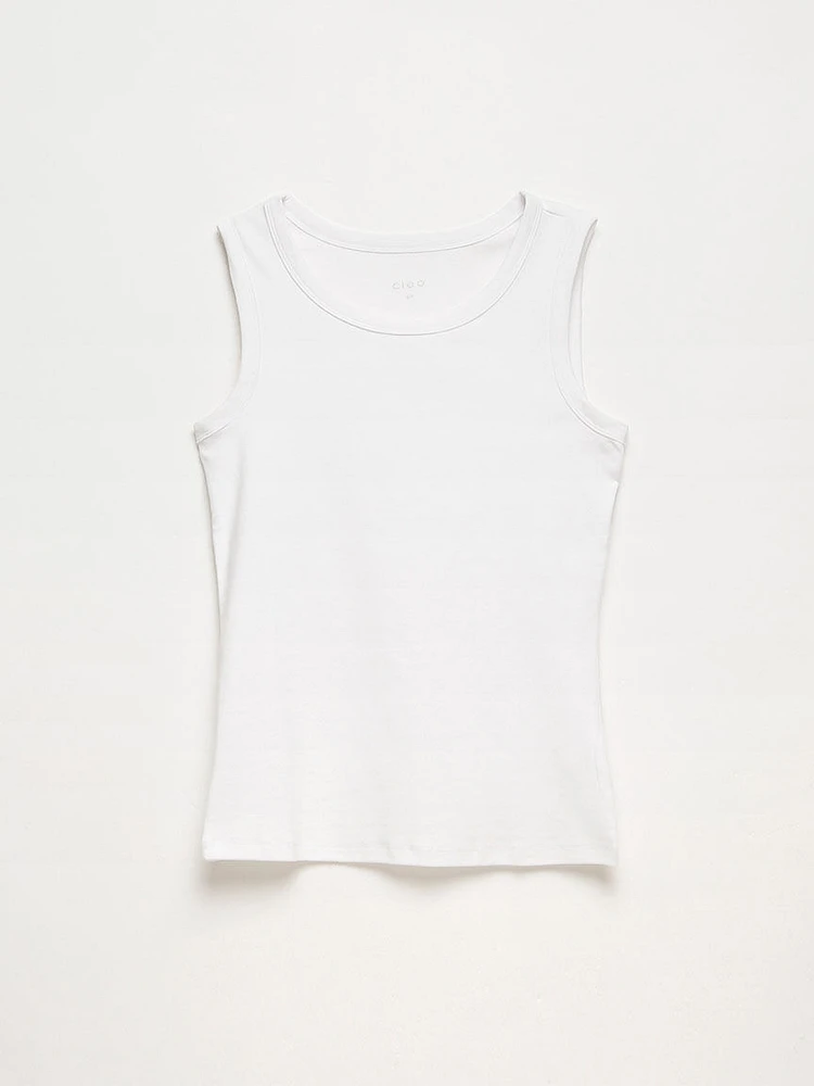 Stretch Cotton Hi-Neck Tank