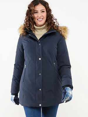 Vegan Down Parka with Removable Hood