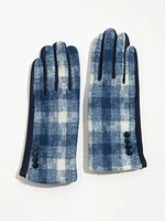 Navy Plaid Gloves