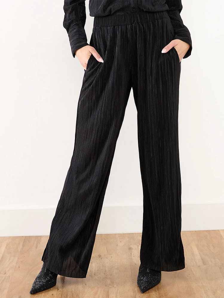 Wide Leg Plisse Pants