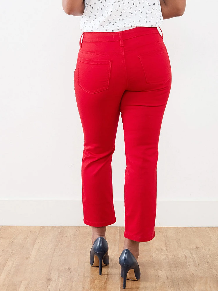 Petite Olivia Red Straight Ankle Jean