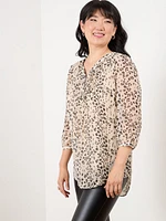 Pullover V-Neck Tunic Blouse