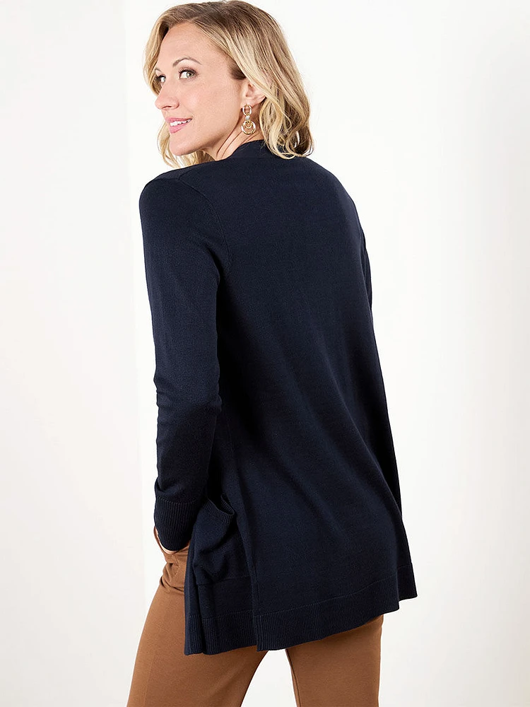 Open-Front Knit Cardigan Sweater