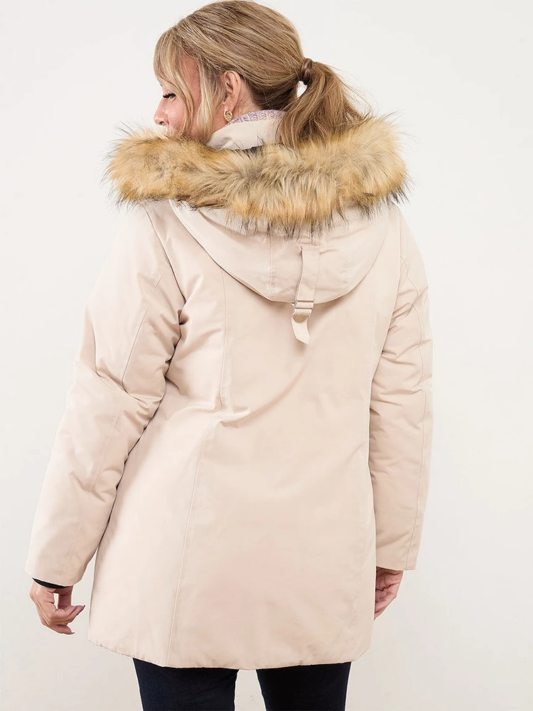 Petite Vegan Down Hooded Parka with Removable Hood