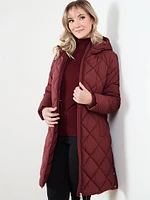 Petite Diamond Quilted Vegan Down Coat