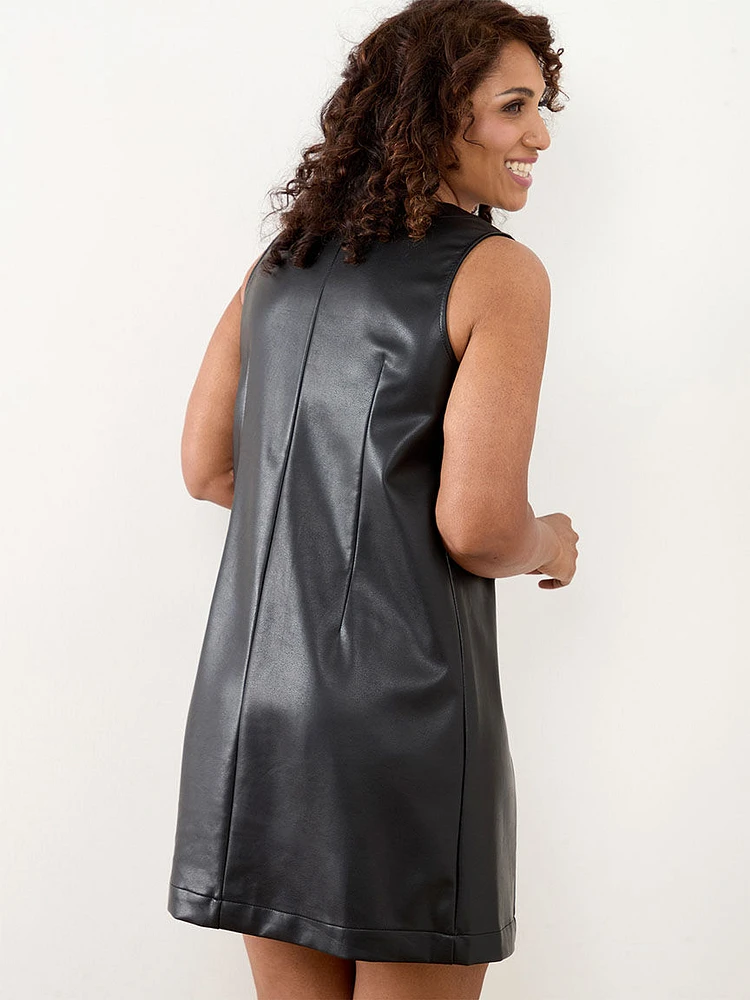 Petite Vegan Leather Dress