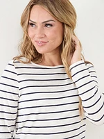 Petite Long Sleeve Boat Neck T-Shirt