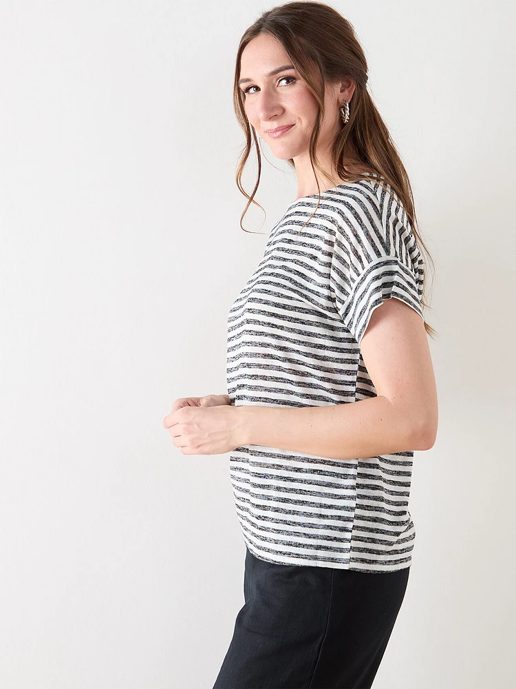 Short Sleeve Yarn Dye Stripe Tee