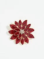 Crimson Crystal Flower Pin