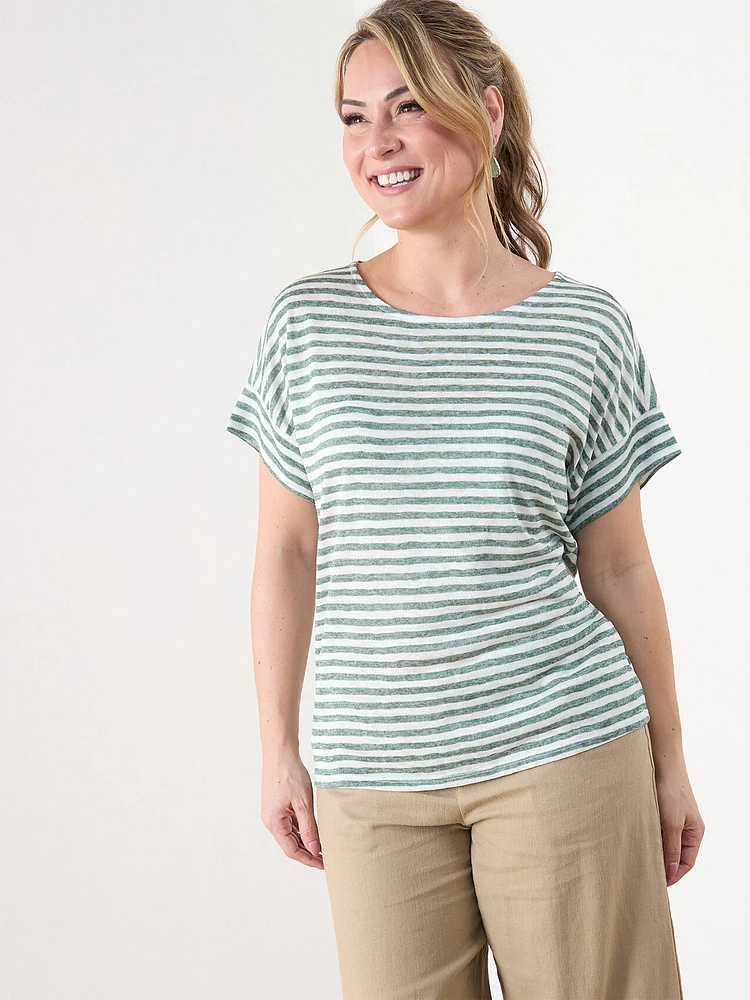 Petite Short Sleeve Yarn Dye Stripe Tee