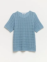 Petite Short Sleeve Pointelle Sweater