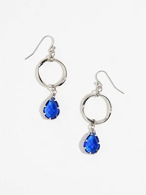 Silver Ring and Teardrop Stone Earrings