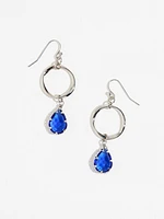 Silver Ring and Teardrop Stone Earrings