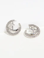 Silver Star and Moon Hoop Earrings