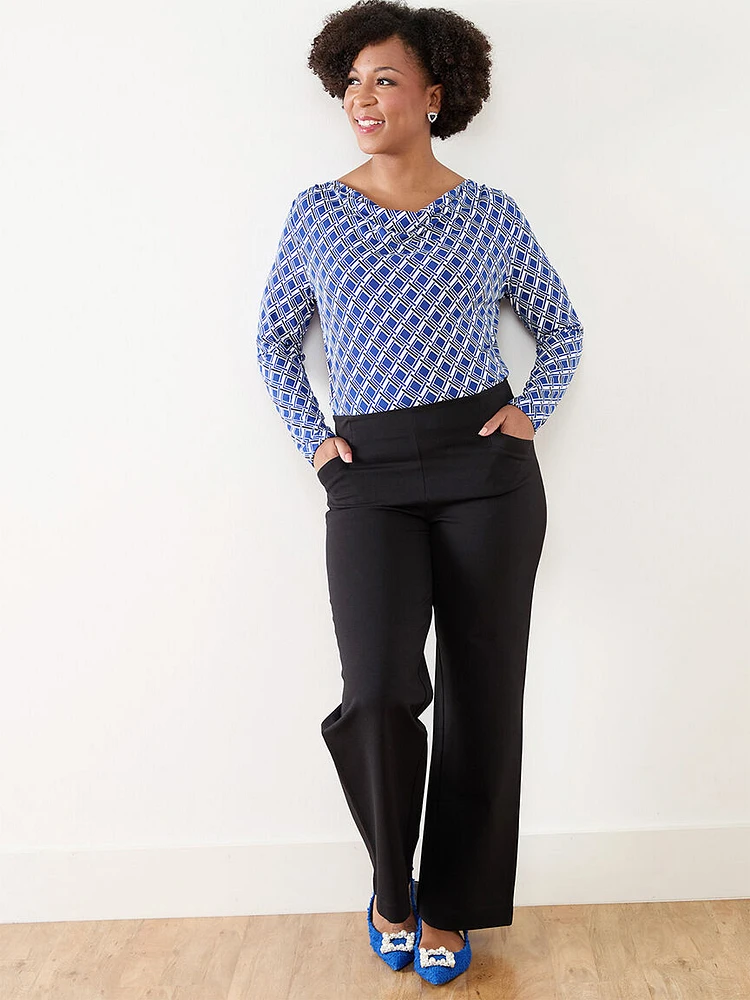 Petite Soft Stretch Cowl Neck Top