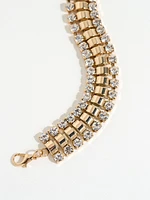 Gold and Rhinestone Fishbone Bracelet