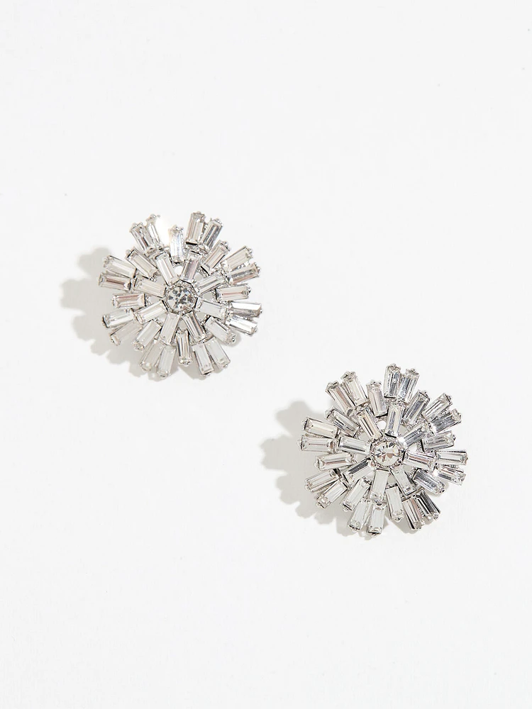 Silver and Crystal Starburst Earrings