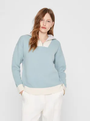 Reversible Cashmere Quarter Zip Sweater