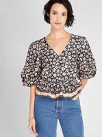 Waisted Balloon Sleeve Top