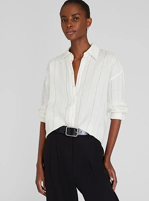 Striped Linen Button-Down Shirt