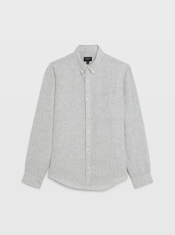 Long Sleeve Grid Linen Shirt