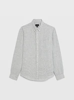 Long Sleeve Grid Linen Shirt