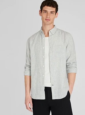 Long Sleeve Grid Linen Shirt
