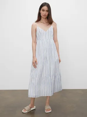 Striped Sleeveless Tiered Dress