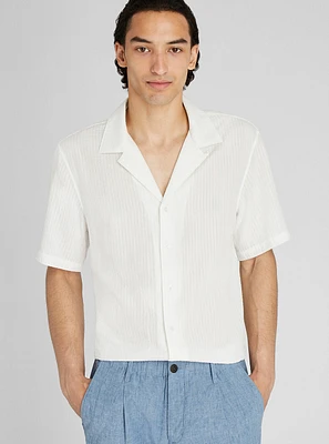 Short Sleeve Camp Collar Seersucker Shirt