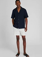 Textured Short Sleeve Camp Collar Shirt