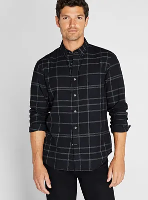 Long Sleeve Windowpane Flannel Shirt