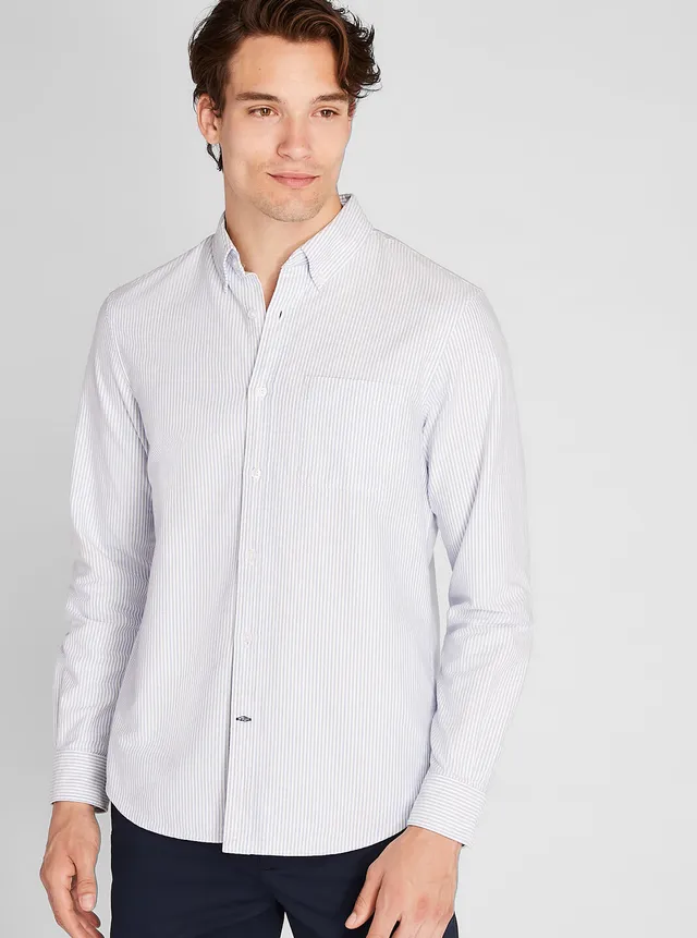 Long Sleeve Seersucker Stripe Button Down Shirt