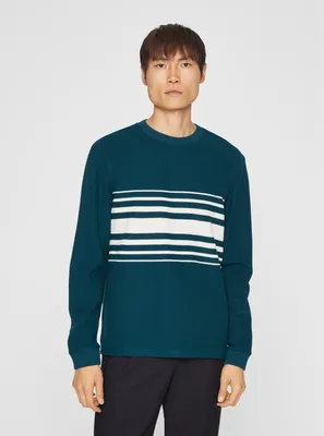 Stripe Piqué Crewneck Sweatshirt