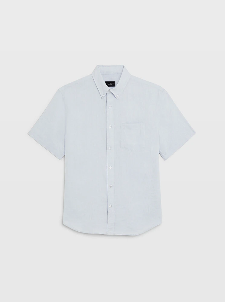 Short Sleeve Slim Linen Shirt