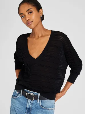 Sheer Relaxed Ottoman Sweater