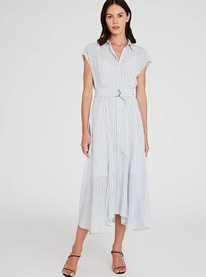 Striped Handkerchief Hem Shirt Dress