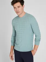 Wool Blend Houndstooth Crew Sweater
