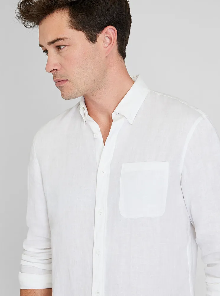 Long Sleeve Solid Linen Shirt