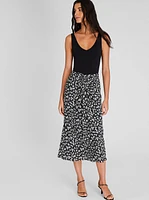 Printed Twist Front Midi Skirt