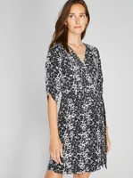 Ruched Sleeve Wrap Dress