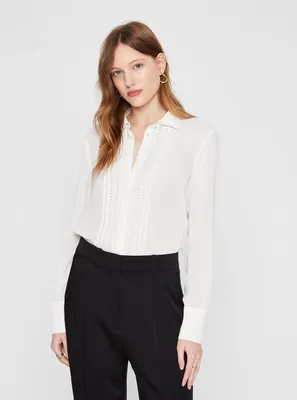 Embroidered Button-Down Blouse