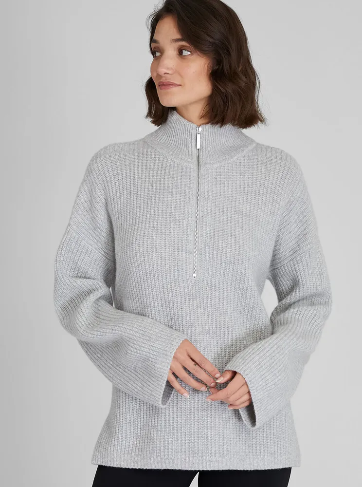 Relaxed Cashmere Quarter Zip Sweater