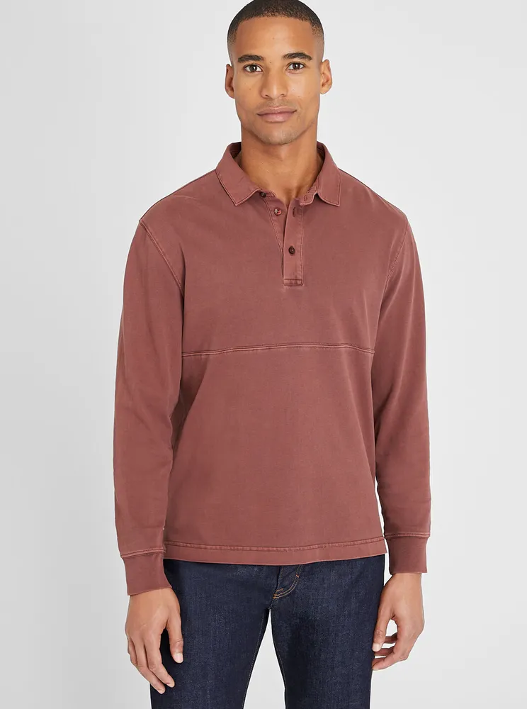 Washed Long Sleeve Rugby Shirt